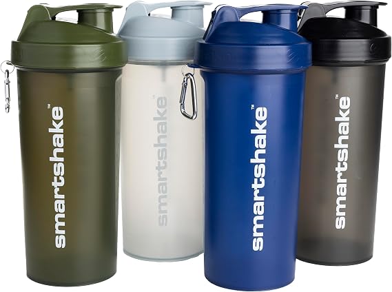 Smartshake Lite 4 Pack Protein Shaker Bottle 800 ml | 27 oz Leakproof Gym Workout Shaker Bottle, BPA Free Protein Powder Shaker Cup for Men Women(Mist Gray, Army Green, Black, Navy Blue)