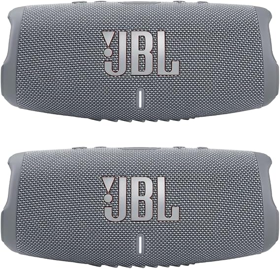 JBL Charge 5 - Waterproof Portable Bluetooth Speaker - Gray/Gray (Pair)