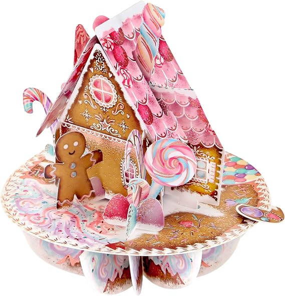 SANTORO Pirouette - 3D Pop Up Christmas Card - For Kids, For Adults (Gingerbread House)