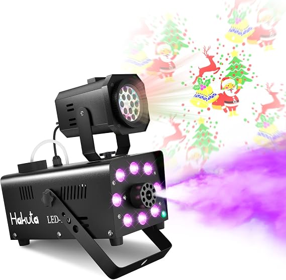 HAKUTA Fog Machine with 8 LED Lights Patterned Lighting Effects Perfect for Party DJ Stage