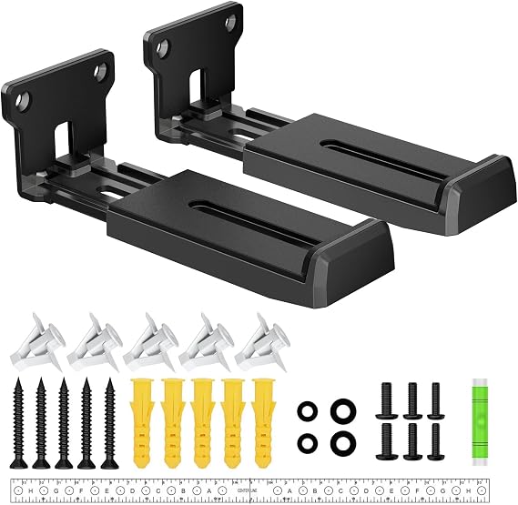 ZUOLACO Soundbar Wall Mount, Depth Adjustable 3.6-6.4, Sturdy Design | Easily Hold up to 33lbs, Sound Bar Mounts Under TV for Samsung, Bose, Vizio, Sony, Sonos and More, All-round Soft Pads, Black