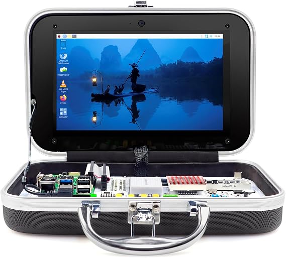 ELECROW for Raspberry Pi 5 8GB Kit, with Pi 5 8GB Single Board Computer, Crowpi Pi 5 Case Kit with 9inch Display, Compatible with Raspberry Pi 5 Learning Programming Kit with Sensors (8GB RAM)