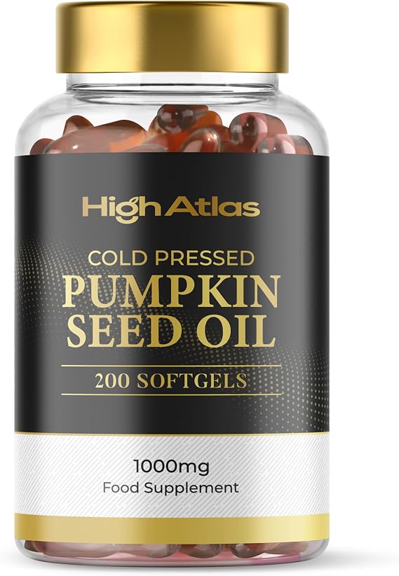 Pumpkin Seed Oil Soft Capsules - 200 Count (3000mg Per Serving) High Potency, Cold Pressed Extra Virgin Softgels (Non-GMO) by HighAtlas