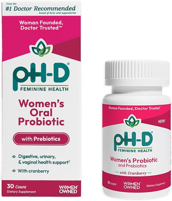 pH-D Feminine Health Vaginal Probiotic Oral Supplement, 30 Count | Women's Health Probiotic with Prebiotic Blend, Cranberry Fruit Extract, Oral Supplement