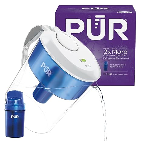 PUR 11-Cup Water Pitcher, Include 1 Genuine PUR Filter, White