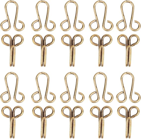 10Pcs 2.8CM/1.1in Sewing Hooks and Eyes Sewing Closure for Coat Jacket Cape Stole Bracelet Jewelry Books Crafts and More(Bronze)