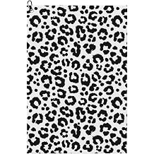 Trendy Black White Leopard Print Fun Golf Towels for Golf Bags Men Women Golf Towel Accessories with Carabiner