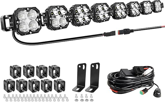 Willpower 52 inch 240W Straight Curved Adjustable & Linkable LED Light Bar with DT Wire, Spot Flood Beam Off Road 4X4 Driving Fog Lights for 12V 24V Vehicle 4WD Car ATV UTV SUV Truck Tractor Trailer