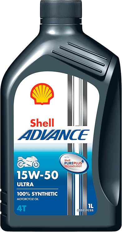 Shell Advance 4T 15 W-50 – ultra pure Plus Technology – 100% Synthetic Motor Oil – 1 Litre