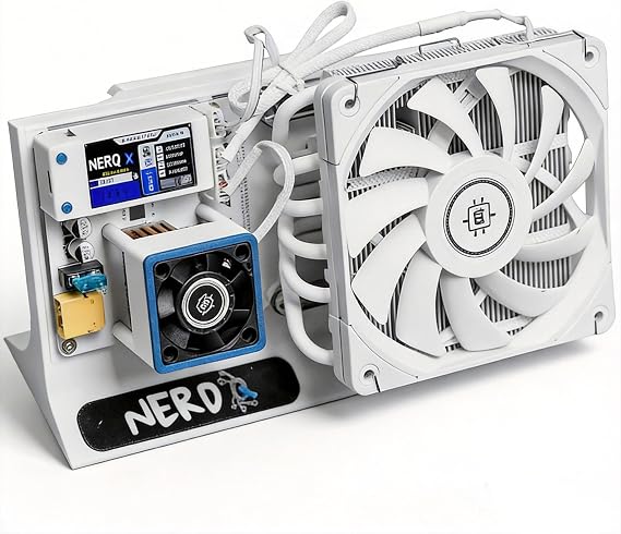 Bitcoin Miner Machine NerdQX 8.1 T 138W Solo Miner with 3 Fans and Four BM1370 ASIC Chips Plug-and-Play 2.4G WiFi and Quiet for Bitcoin Crypto Miner Machine for Beginners