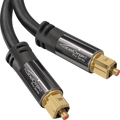 TOSLINK Optical Audio Cable 10ft Designed in Germany Fiber Optic Cable for Soundbar, SPDIF Digital Optical Audio Cord for Sound Bars, Stereo Systems, amps, Xbox One or PS4 by CableDirect