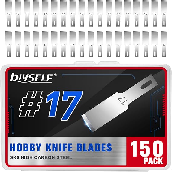 1351/5000 DIYSELF 150-Piece Craft Knife Blades #17 Exacto Knife Blades Hobby Knife Replacement Blade with Storage Box Sharp Art Knife Replacement Blades Perfect for Cutting (#17)