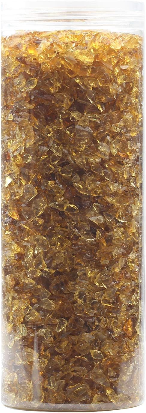 ZenQ Crushed Glass for Crafts, Resin Art. Crystal Yellow, 1.5 lbs