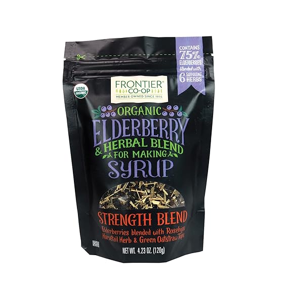 Frontier Co-op Organic Elderberry, 4.23 Ounce Bag | Dried Elderberries for Preparing Syrup | Kosher | Perfect for Tea and Herbal Blends