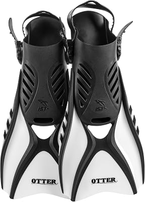 IST FK31 Otter Trek Swim Fins, Short Compact Snorkeling Flippers with Open Heel & Adjustable Straps for Travel