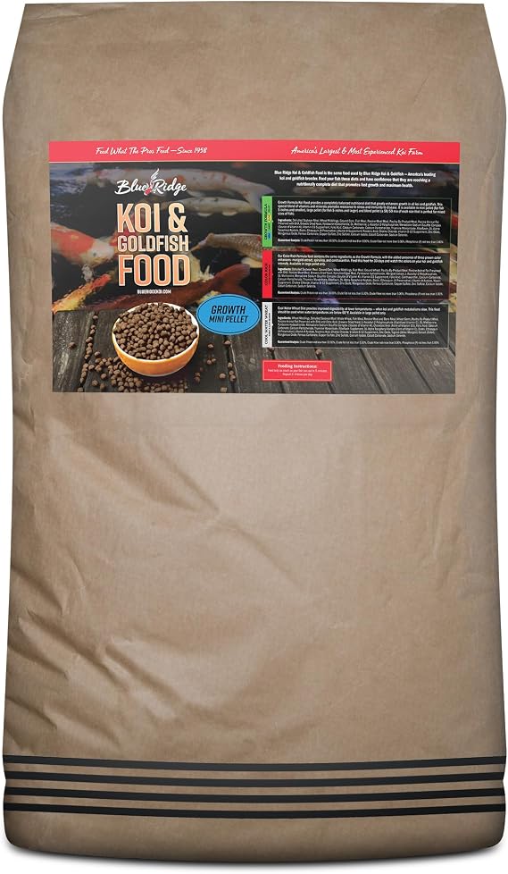 Blue Ridge Koi Fish Food, Growth Formula Mini, 1/8" Pellets, 50 lb
