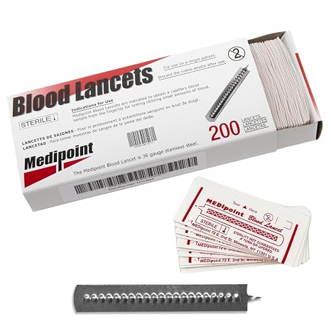 MEDIPOINT Stainless Steel Lancets 200 Count | Sterile, Disposable, Individually Wrapped | Ultra-Keen Needle Point for Fingertip Blood Sampling and Precision Skin Care | Made in USA