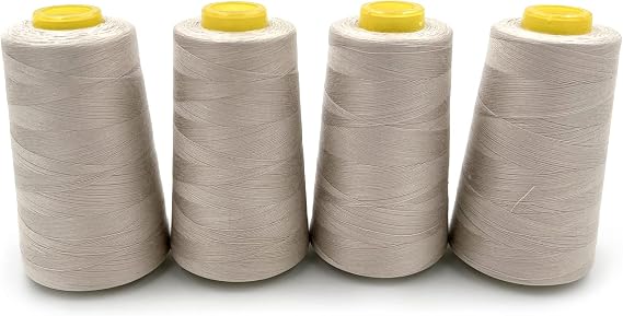 Tortoise 4 Cones of 3000 Yards Each Spool Thread for All Purpose, Serger, Overlock, Quilting, Sewing Machine - 40S/2 Beige 100% Polyester