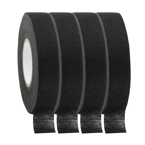 JBT Wiring Harness Tape 19 mm X 15m, Black Chemical Fiber Cloth High Temp Wire Harness Wrapping Tape for Auto Electrical Wrap, Protection, Insulation, Flame Resistant(4)