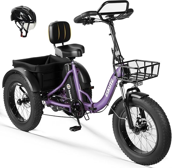 ESKUTE T300 Pro Electric Trike for Adults, Butterfly Handlebar E-Bike with 998.4Wh Long-Range Removable Battery, 1200W Peak Motor, 20"x4.0" Fat Tires, Foldable 3-Wheel, Up to 80 Miles