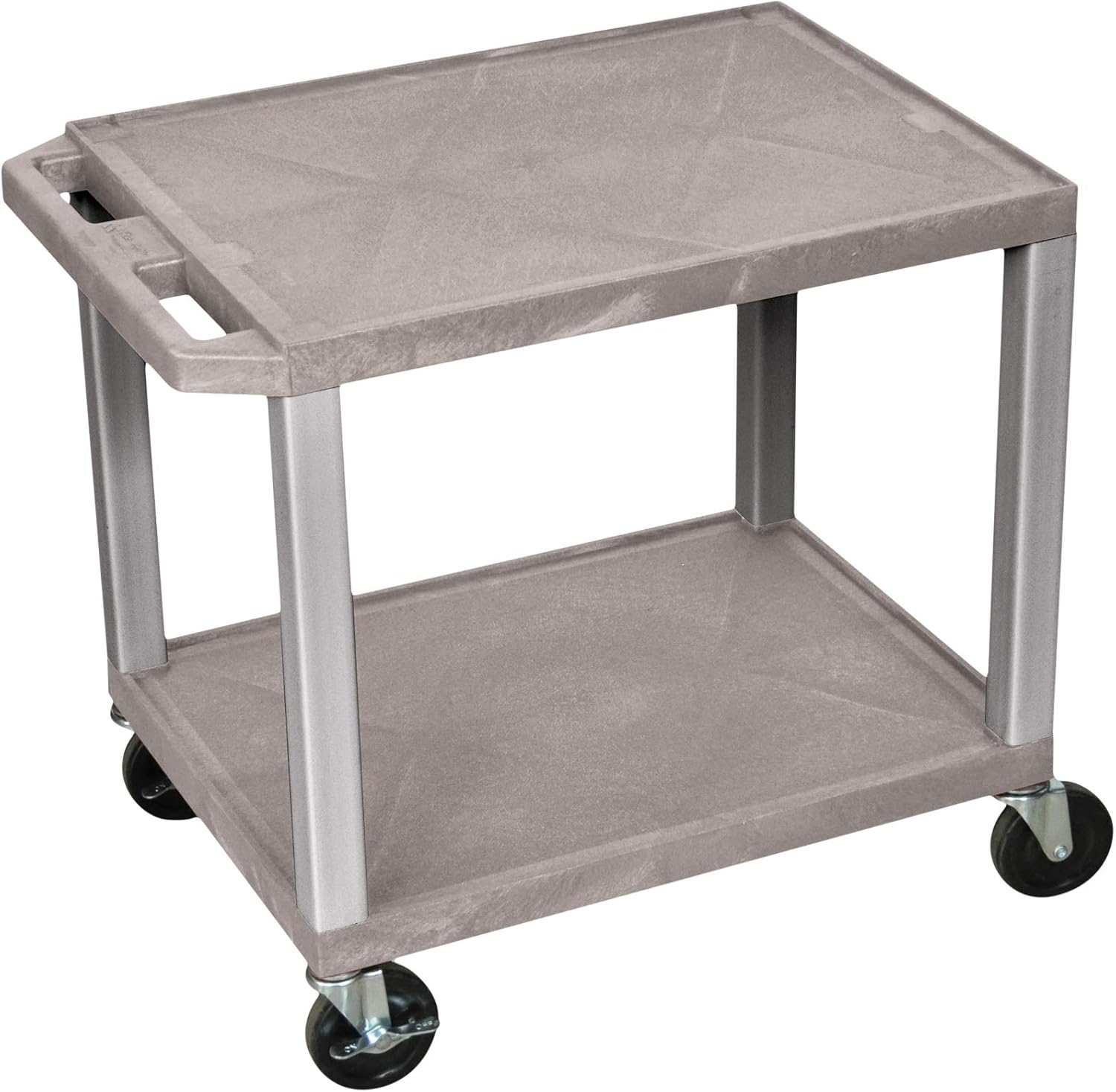 Luxor 26"H Rolling Audio Video Utility Cart with 2 Shelves and Nickel Legs - Gray