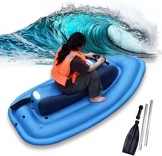 2025 New Rush Wave Boat (Non-Motorized) | Upgraded Dual-Fin Design | PVC Construction | 485lb Capacity | Includes Paddle & Pump | Surfer for Pool, Lake & Ocean Recreation, no Thruster