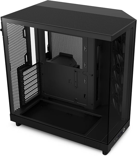 NZXT H6 Flow | CC-H61FB-01 | Compact Dual-Chamber Mid-Tower Airflow Case | Panoramic Glass Panels | High-Performance Airflow Panels | Includes 3 x 120mm Fans | Cable Management | Black