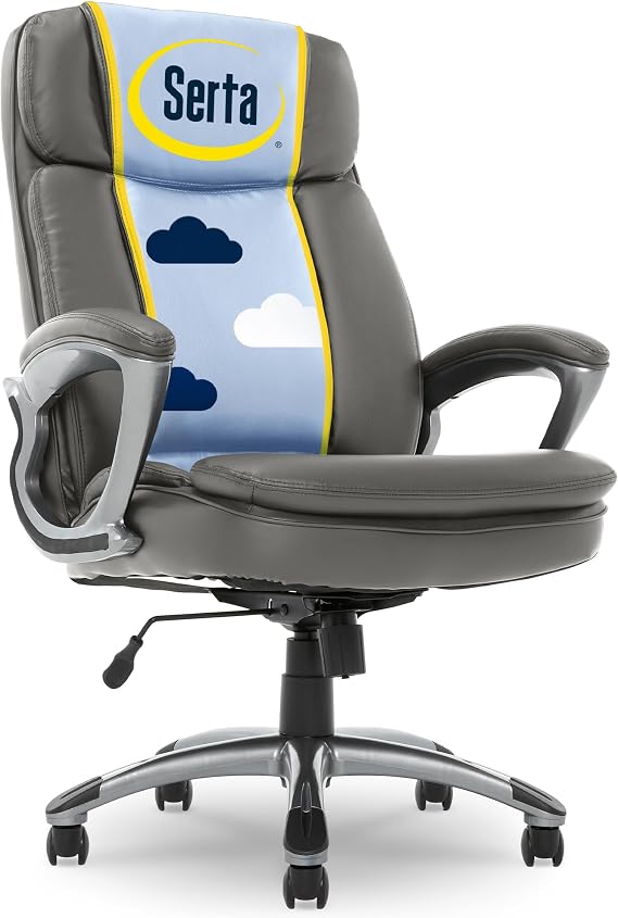 Serta Ergonomic Big and Tall Executive Office Chair Lumbar Support, Leather