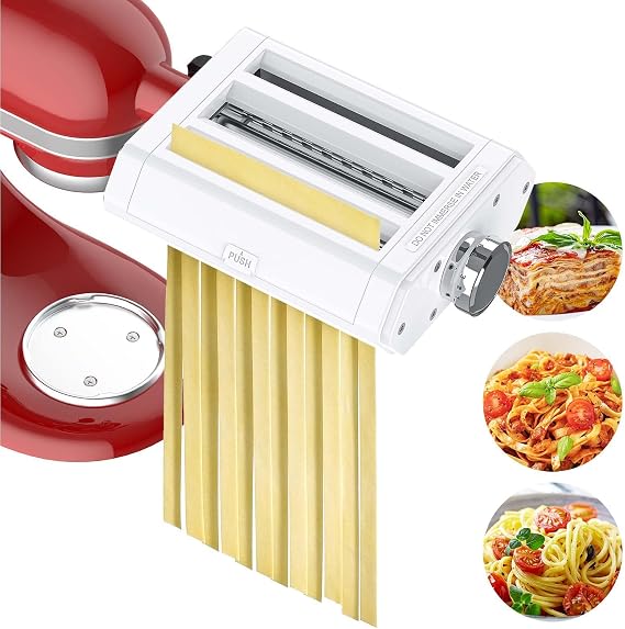 GVODE Pasta Attachment for Kitchenaid Mixer, As 3-In-1 KitchenAid Pasta Attachment Made of Stainless Steel, Pasta Maker Attachment for KitchenAid Mixer Used to Make Pastry, Fettuccine And Spaghetti