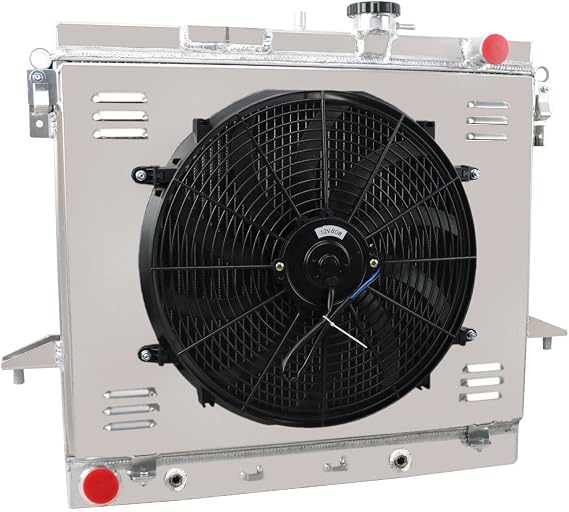 2 Row Aluminum Radiator for 2009-12 GMC Canyon SLE SLT/Chevy Colorado LT V8 5.3L Radiador for 2006-10 Hummer H3 H3T Base L5 3.5L/3.7L Downflow Radiators Shroud 1x16" Fans Thermostat Relay Kit