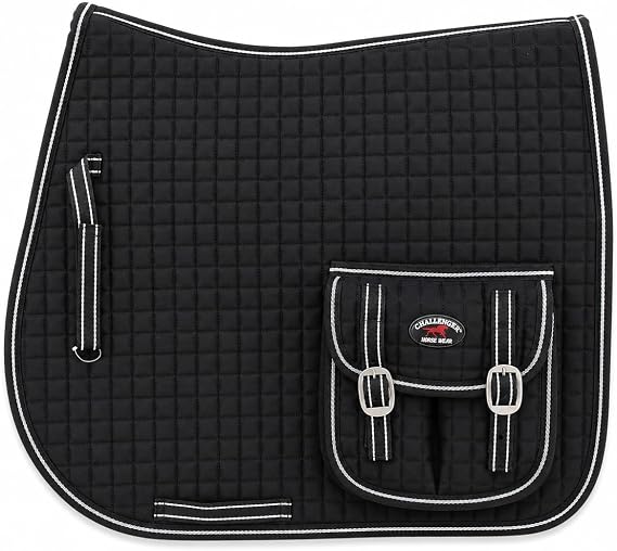 CHALLENGER Horse English Quilted Fleece Padded Dressage Saddle Pad with Pockets 72121-124