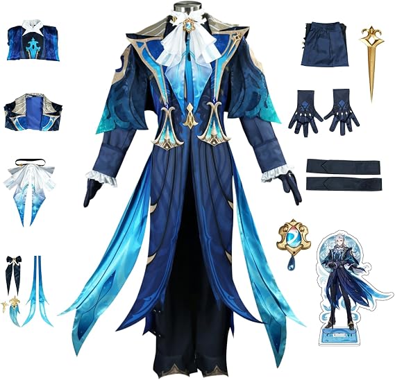 Neuvillette Cosplay Costume Genshin Impact Set with Wig Halloween Outfit