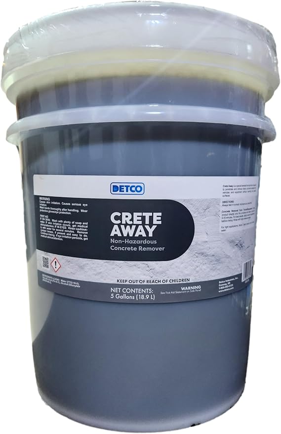 Crete Away Concrete Remover & Dissolver Non Toxic, Biodegradable, Acid Free Cement Cleaner for Dried Grout, Mortar, Stucco & Splatter Removal on Cars, Tools, Painted Surfaces, 5 Gallons