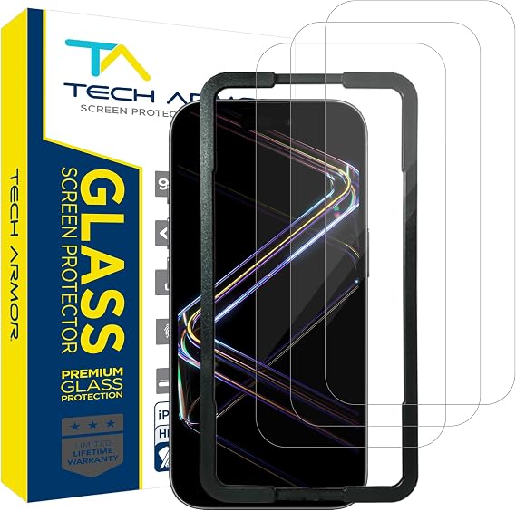 Tech Armor Screen Protector for iPhone 17 Pro Max, Ballistic Glass, 3-Pack