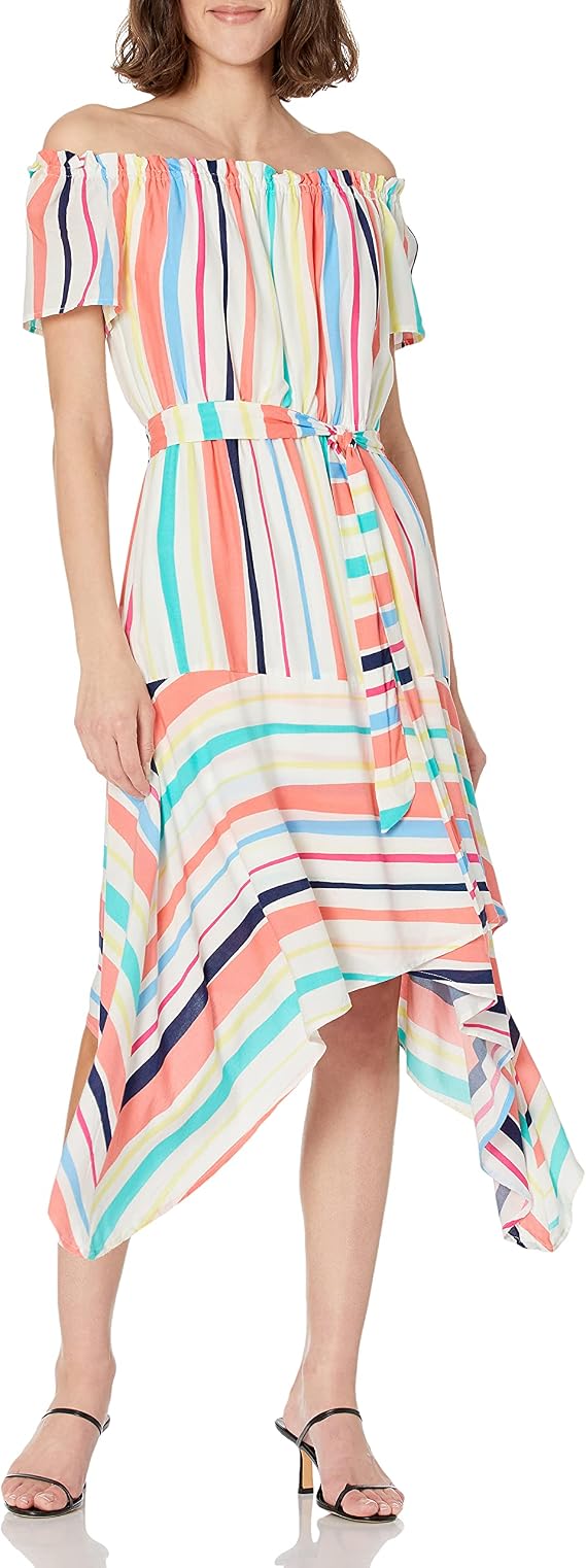 Caribbean Joe Women's Off The Shoulder Shark Bite Dress