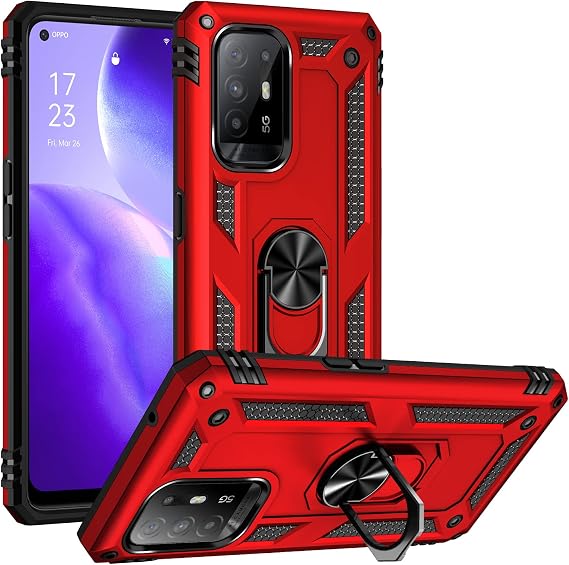 Compatible with Redmi Note 9 4G / Poco M3 4G Cover,Compatible with Xiaomi Redmi 9T 4G / 9 Power Phone Case with Ring Stand 2 in 1 Cases Cover Red