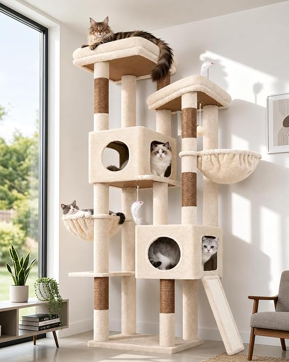 Globlazer 72in Maine Coon Cat Tree for Large Cats, Indoor Cat Tower, S72E