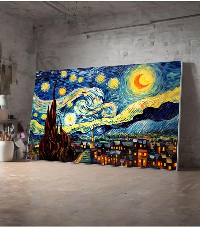 Ar Ajans Kanvas Tablo The Starry Night "Yıldızlı Gece" Vincent Van Gogh Tasarım Dekoratif Kanvas Tablo 80 X 120