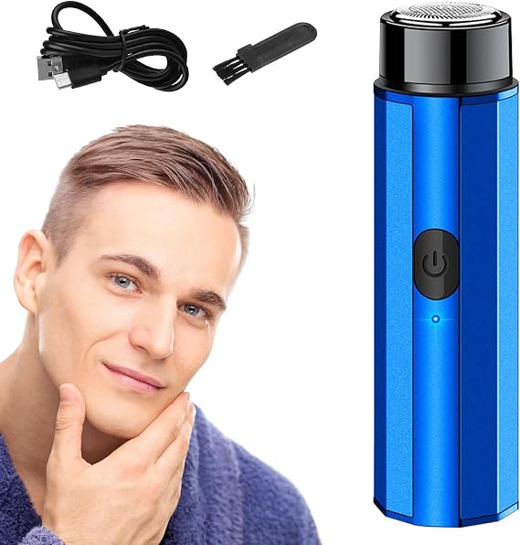 Mini Razor for Men | Mini Electric Shaver – ABS 3.7V 2W | Portable Electric Razor Compact Rotary Beard Trimmer | for Daily Grooming Travel Business Trips and Home Use