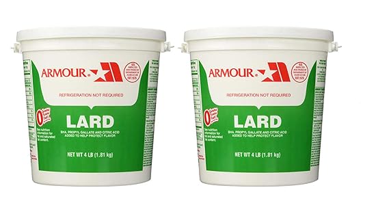 Armour Lard Star Tubs 4lb (Pack of 2) with Silicone Basting Brush in a PTD Sealed Box