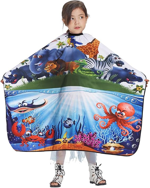 SOKKIA Kids Barber Cape Hair Cutting Hairdressing Salon Styling Cloth Apron Cover Gown for Children Boys Girls Toddler