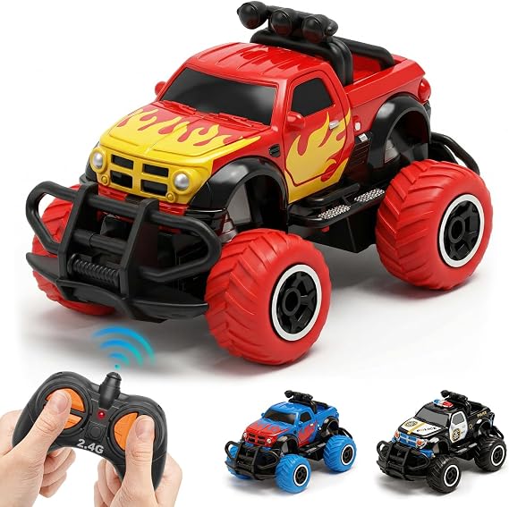 Pup Go Fast Off Road RC Truck, Thrilling Indoor Outdoor Racing Experience | 4-Channel Remote Control Car for Boys Girls Age 3-9, Great Gift for 3 4 5 Year Old (Red)