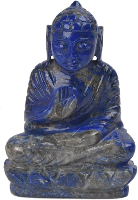 GEMHUB Approximately 1200-1300 Ct. Natural Lapis Lazuli Gemstone Figurine Sculpture Buddha Statue Lord of Success Hand Carved DM-407