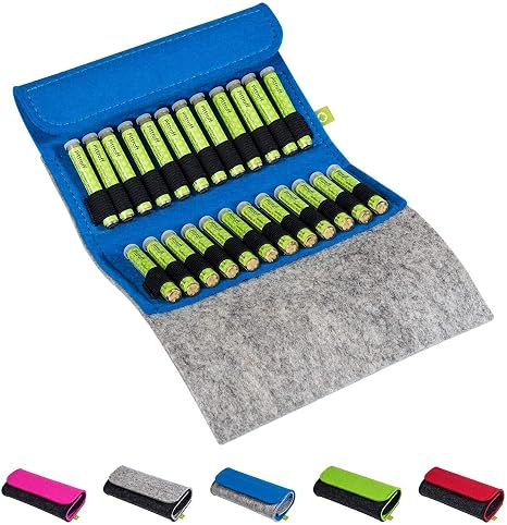 Homeopathic Pocket Pharmacy Globules Bag Potency C30 Filled with 24 Globules Tubes (Glass) Handmade from Real Felt (Blue)