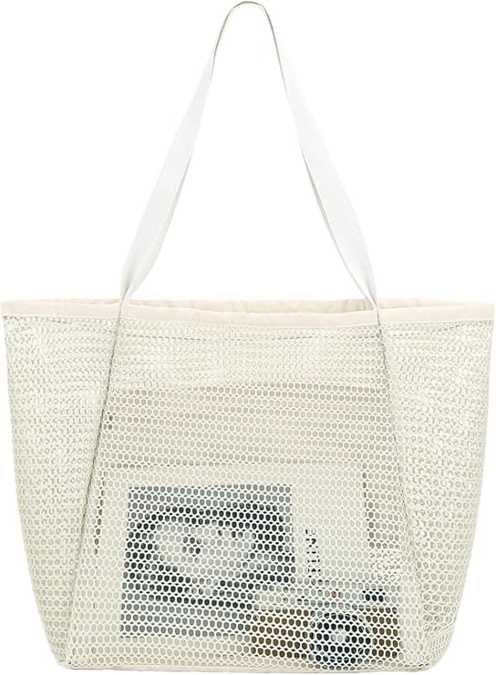 Fammart Mesh Beach Bag for Women, Summer Straw Tote Hobo Pool Bags with Zipper Pocket, Travel Vacation Cruise Essentials 2026