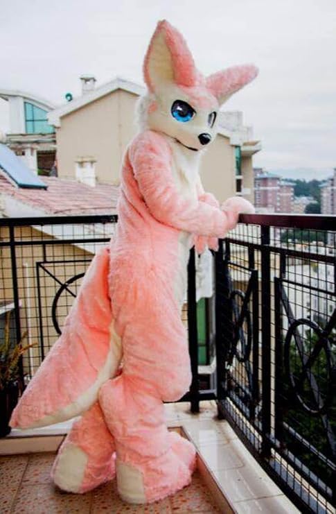 NEW Pink Cat Huksy Dog Fursuit Fullsuit Teen Costumes Furry Suit Fursona Kigurumi Digitigrade Anime Costume