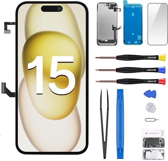 for iPhone 15 Screen Replacement with Earpiece 6.1" LCD Display