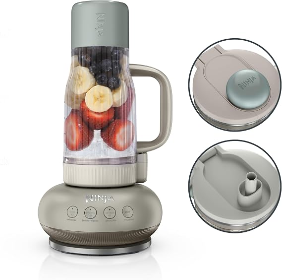 Ninja BlendBOSS Personal Blender, 26oz Tumbler, 1200PW, Stone Mint, DB351ST | 1200-peak-watt BlendBOSS crushes ice to snow. 26-oz leakproof tumbler, chug spout & detachable straw. Dishwasher safe.