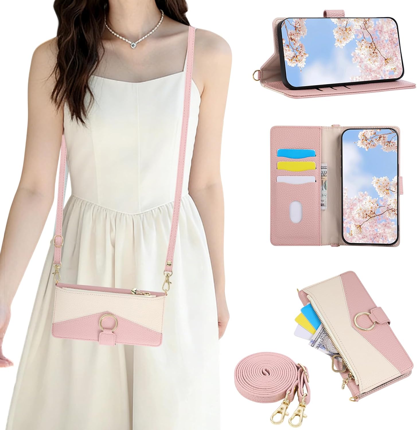 Redmi Note 13 Pro Plus 5G Smartphone Case Notebook Type Notebook Type Mobile Cover Wallet Type with Shoulder Strap Stylish Splicing Case Compatible with Redmi Note 13Pro+ Notebook Type Case