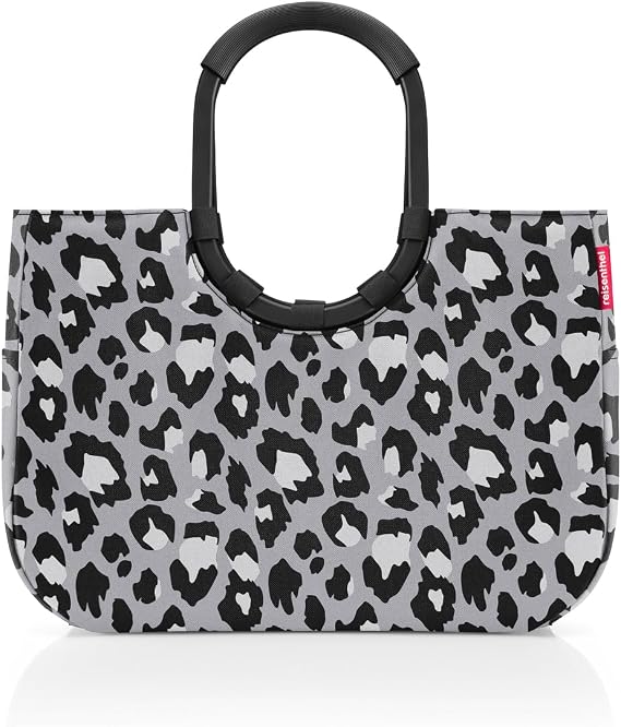 reisenthel Loopshopper L Frame Leo Nero - Sturdy Bag with Practical Compartments Made from Recycled PET Bottles - Charming and Water-Repellent Design